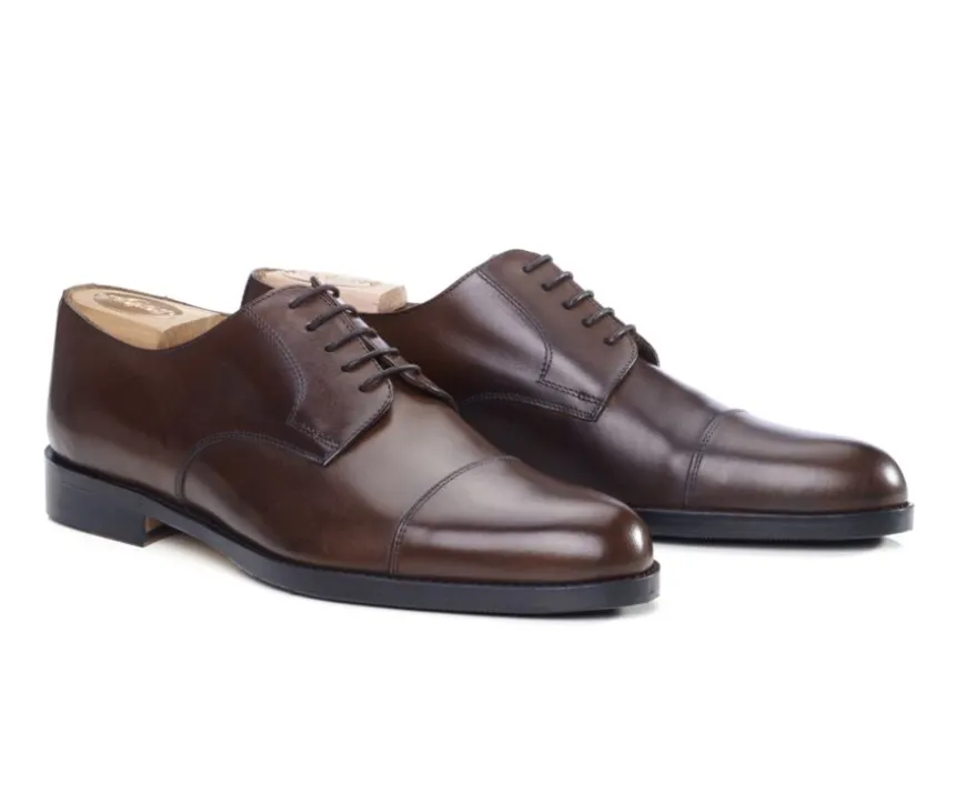 Zapatos derby hombre suela de piel con patín Chocolate patinado Mayfair Classic Patin-Bexley Online