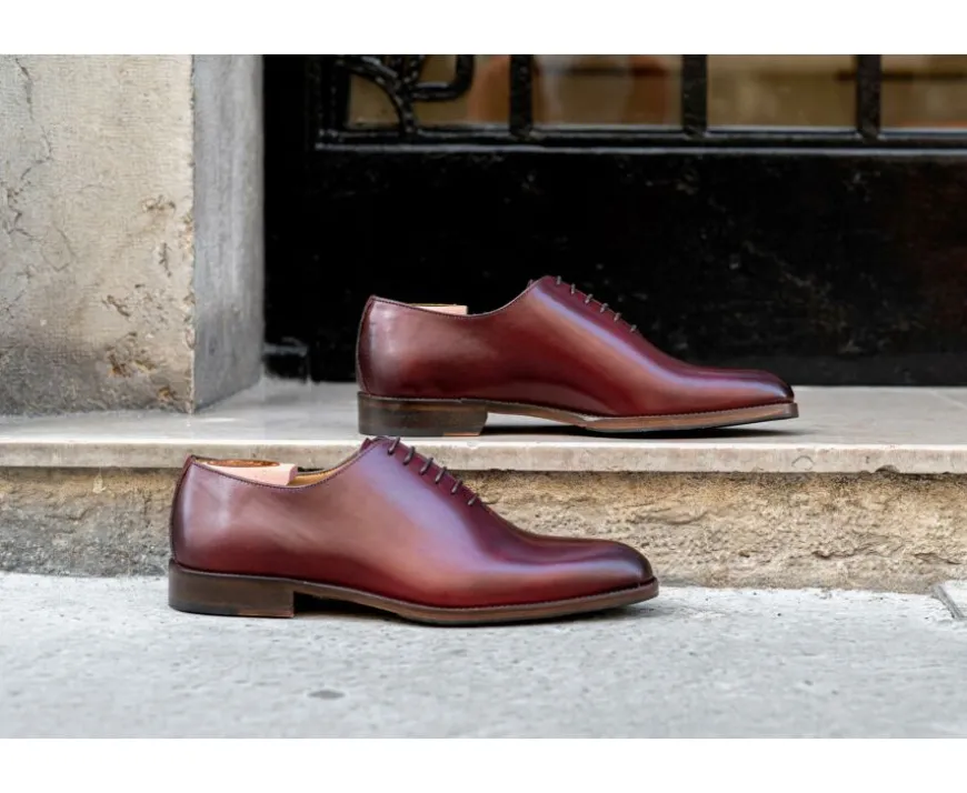 Zapatos Oxford de piel hombre Burdeos patinado Peter Patin-Bexley Hot