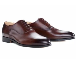 Zapatos Oxford hombre Chocolate Patinado con suela de piel Wayford-Bexley Fashion