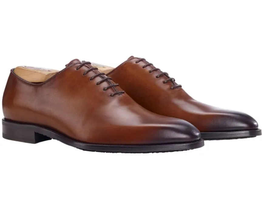 Zapatos oxford para hombre Coñac patinado Stanford Gomme-Bexley Outlet